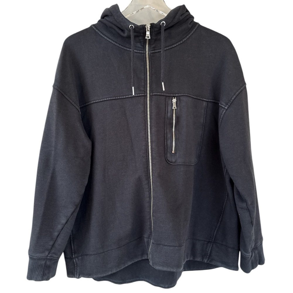 Gap Sweatshirt Zip-Up Hoodie Jacket Washed Black Size Large